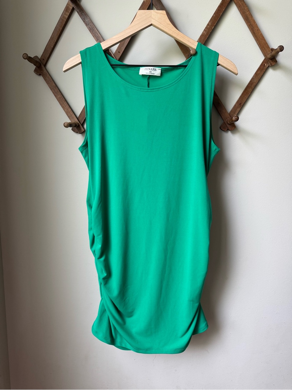 Zenana Kelly Green Tank Top w/ Ruched Sides Women’s Size 1X